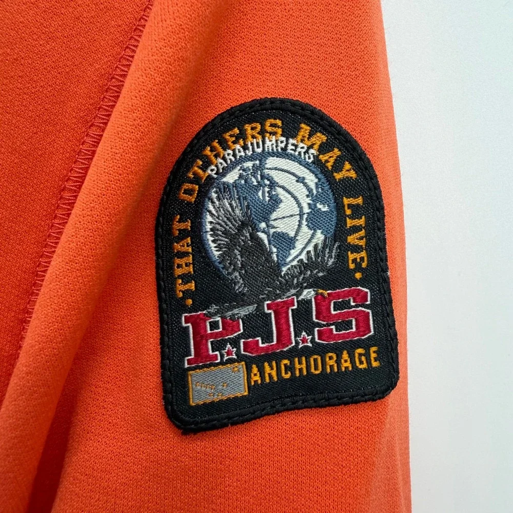 Parajumpers Fleece Nylon Jacket Mens Size M Neon Orange Full Zip Sweatshirt
